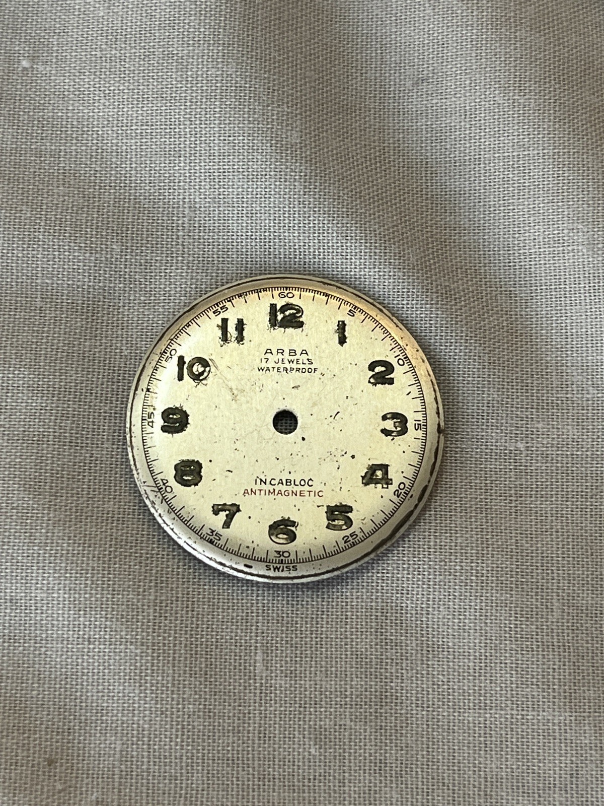 Vintage ARBA Wristwatch Dial for movement AS1187- 1194 w/2 Dial Feet