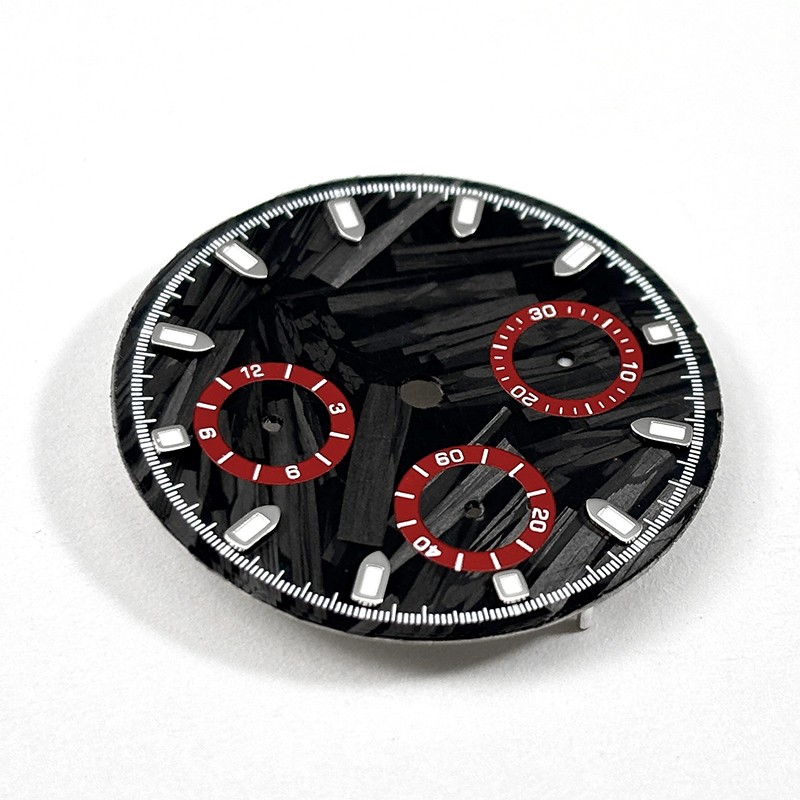 DS 29.5mm Dial Carbon Fiber Dial Blue Lume for VK63 Movement Black Lume Custom