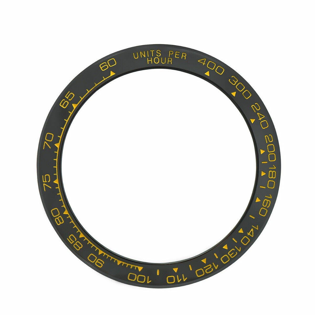 Black Ceramic Replacement Bezel Insert Gold Numbers 38.50mm x 30.40mm