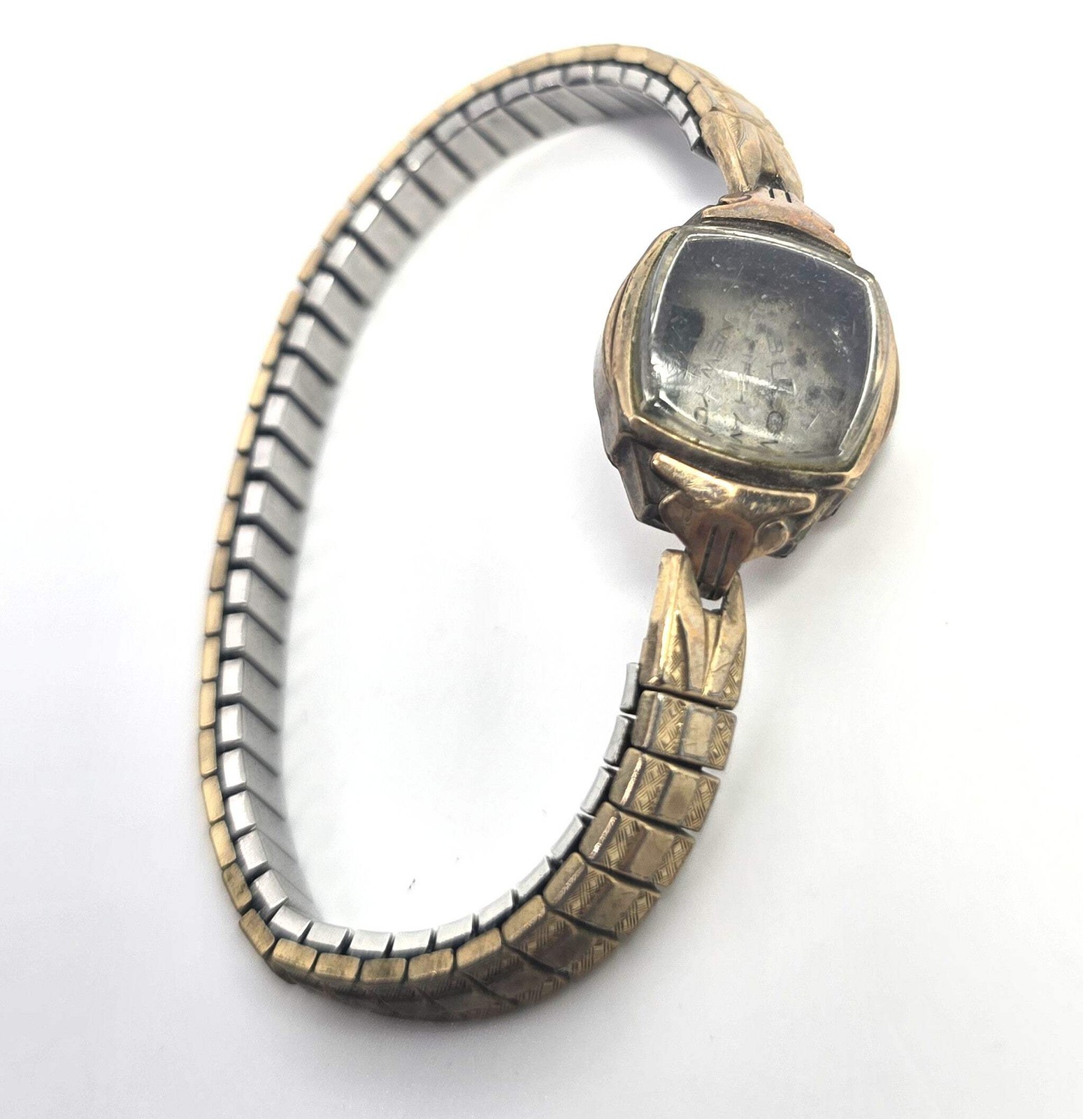 Bulovia 10k rolled gold plate watch case with spiedel expanding band NO WATCH