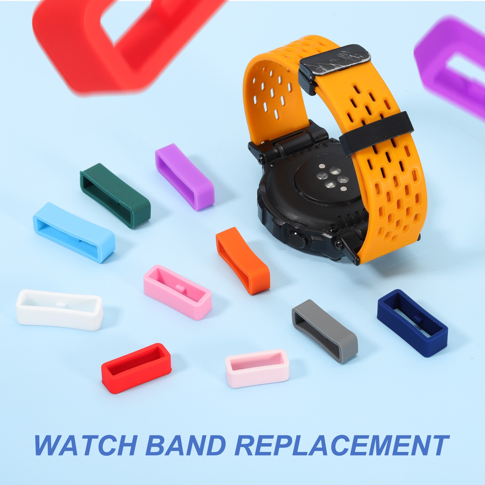 8 Pcs Watch Band Holder Loop, 16mm Universal Watch Replacement Band, Dark Grey