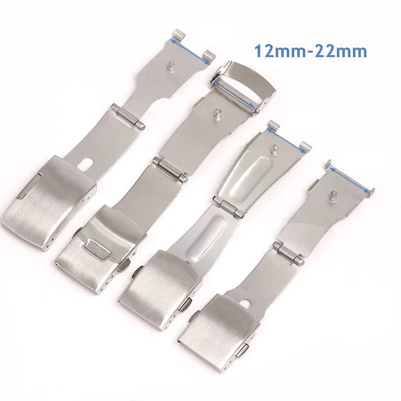 Steel Watch Buckle for Universal Watch Band Silver Double Safety Clasp Stainless