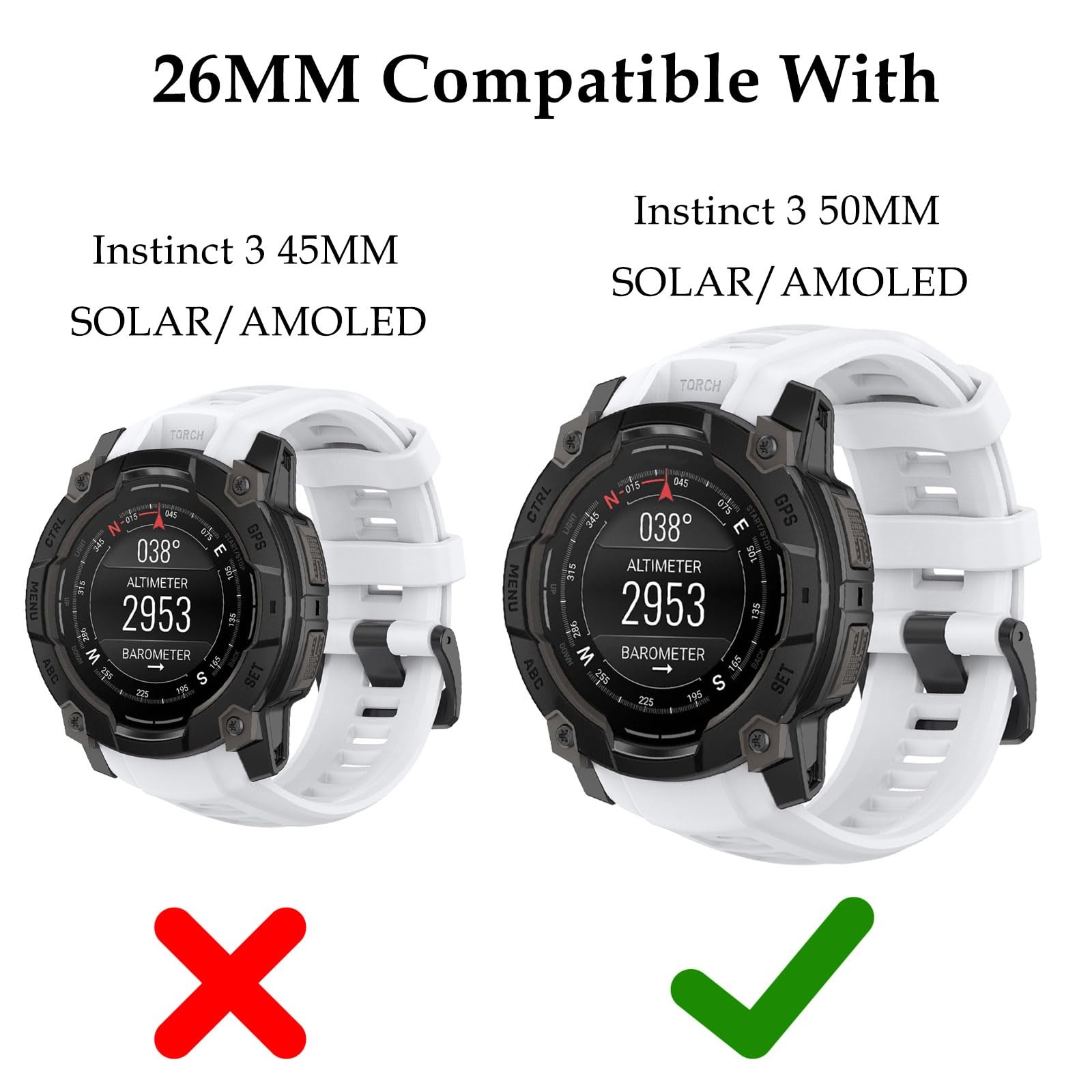TopPerfekt Band Compatible with Garmin Instinct 3 45mm/50mm, Soft Silicone Re…