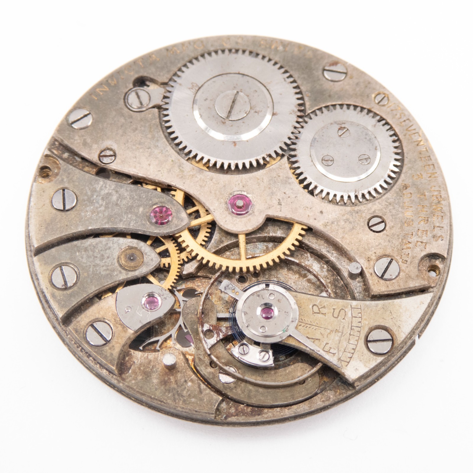 Partial Invicta 36.5 x 4.4 mm Extra Thin 17-Jewel Antique Pocket Watch Movement
