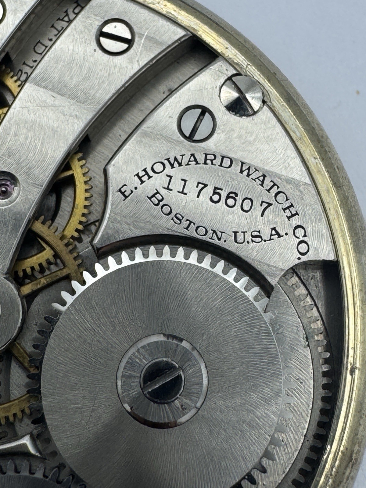 Vintage Howard 12s 17J Series 7 Pocket Watch Movement For Parts Or Repair