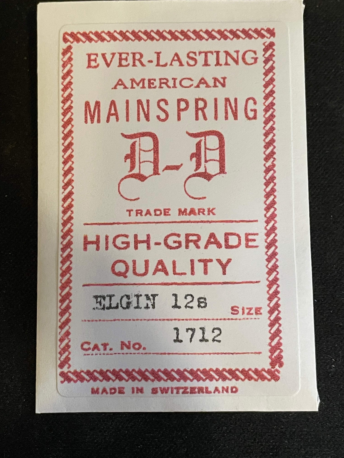 D-D Mainspring for Elgin 12s No. 1712 – Steel