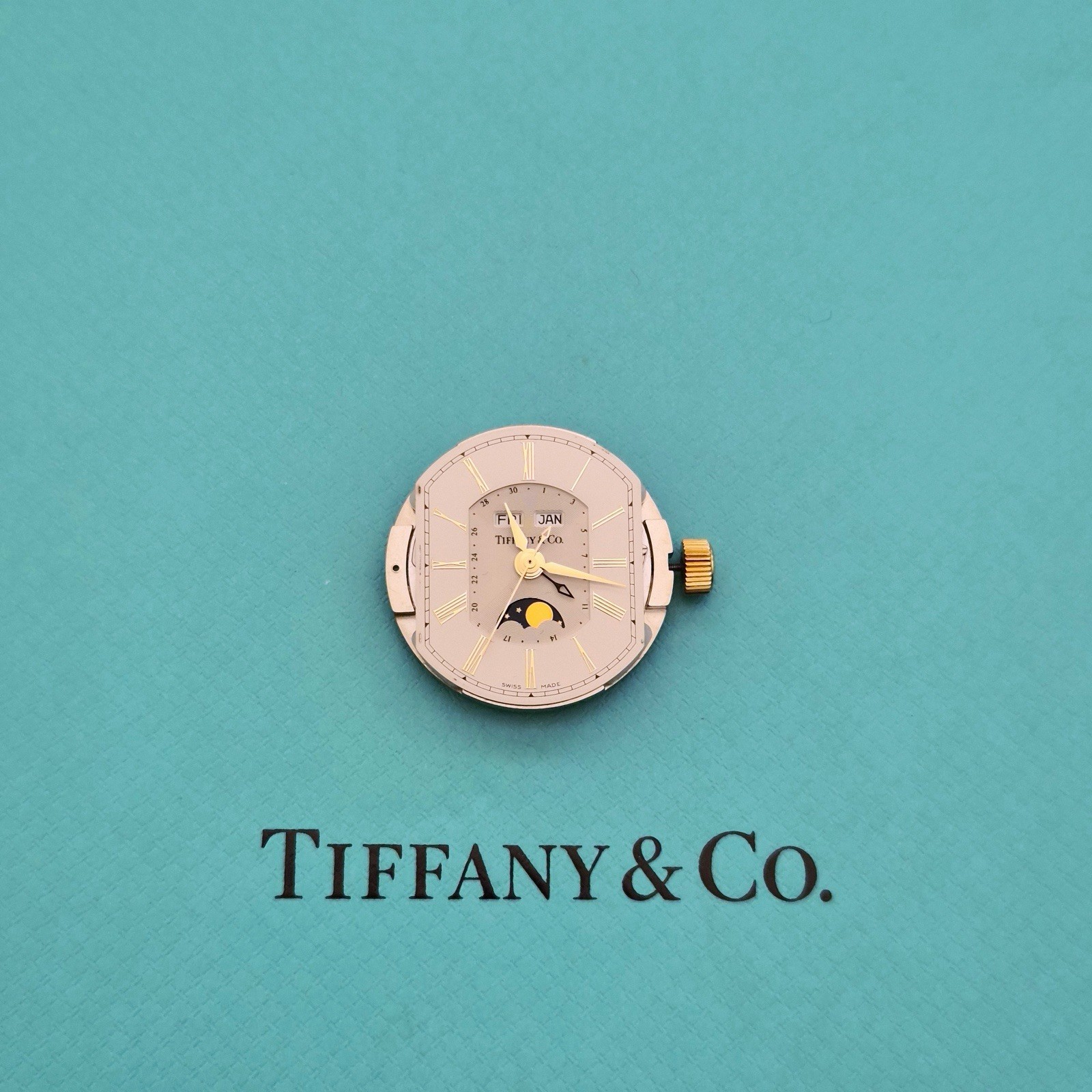RARE Tiffany & Co. Mark Coupe Automatic Day Date Moonphase 18k SS Dial Movement