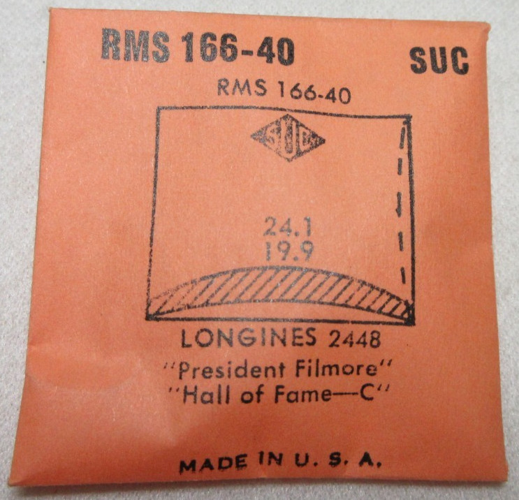 SUC LONGINES WATCH CRYSTAL RMS166-40 PRESIDENT FILMORE REPLACEMENT PART #484