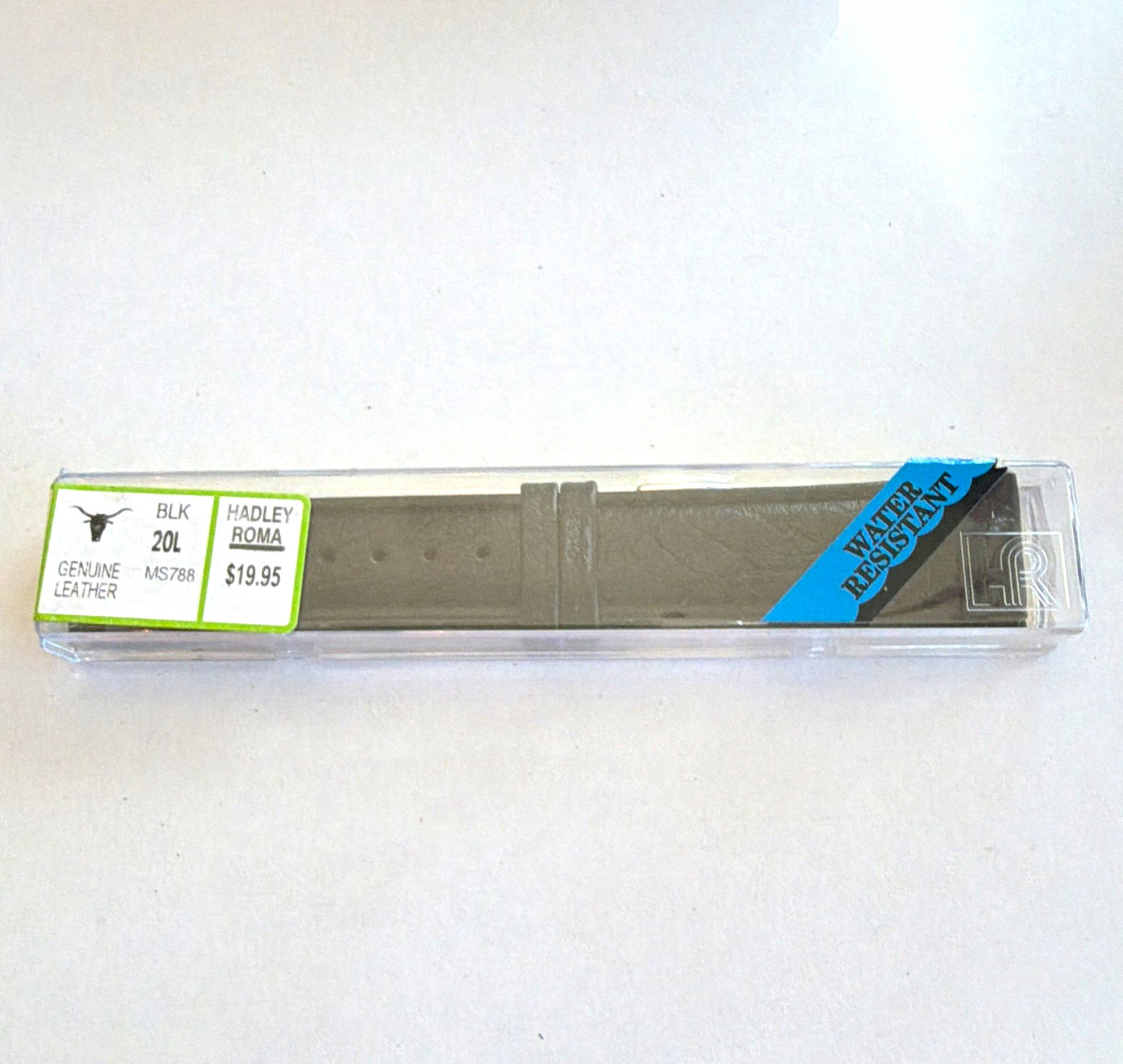 Hadley-Roma MS788 Black Leather Watch Band 20L Water Resistant Universal
