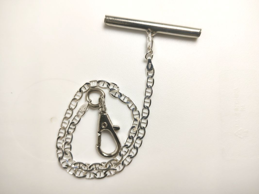 Solid 925 Sterling Silver 10.80 in Pocket Watch Chain – Toggle Clasp
