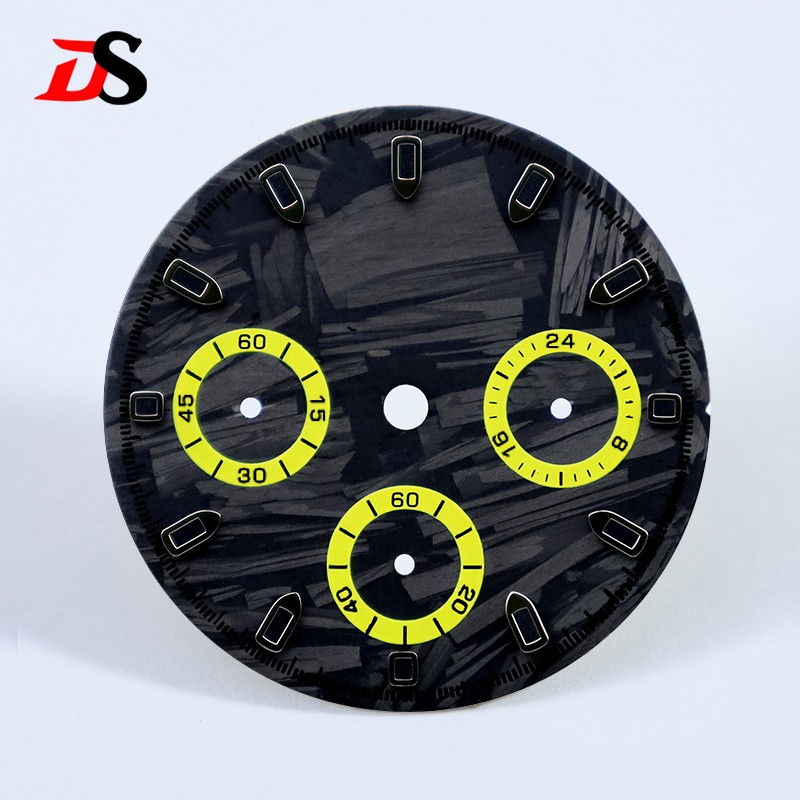 DS 29.5mm Dial Carbon Fiber Dial Blue Lume for VK63 Movement Black Lume Custom