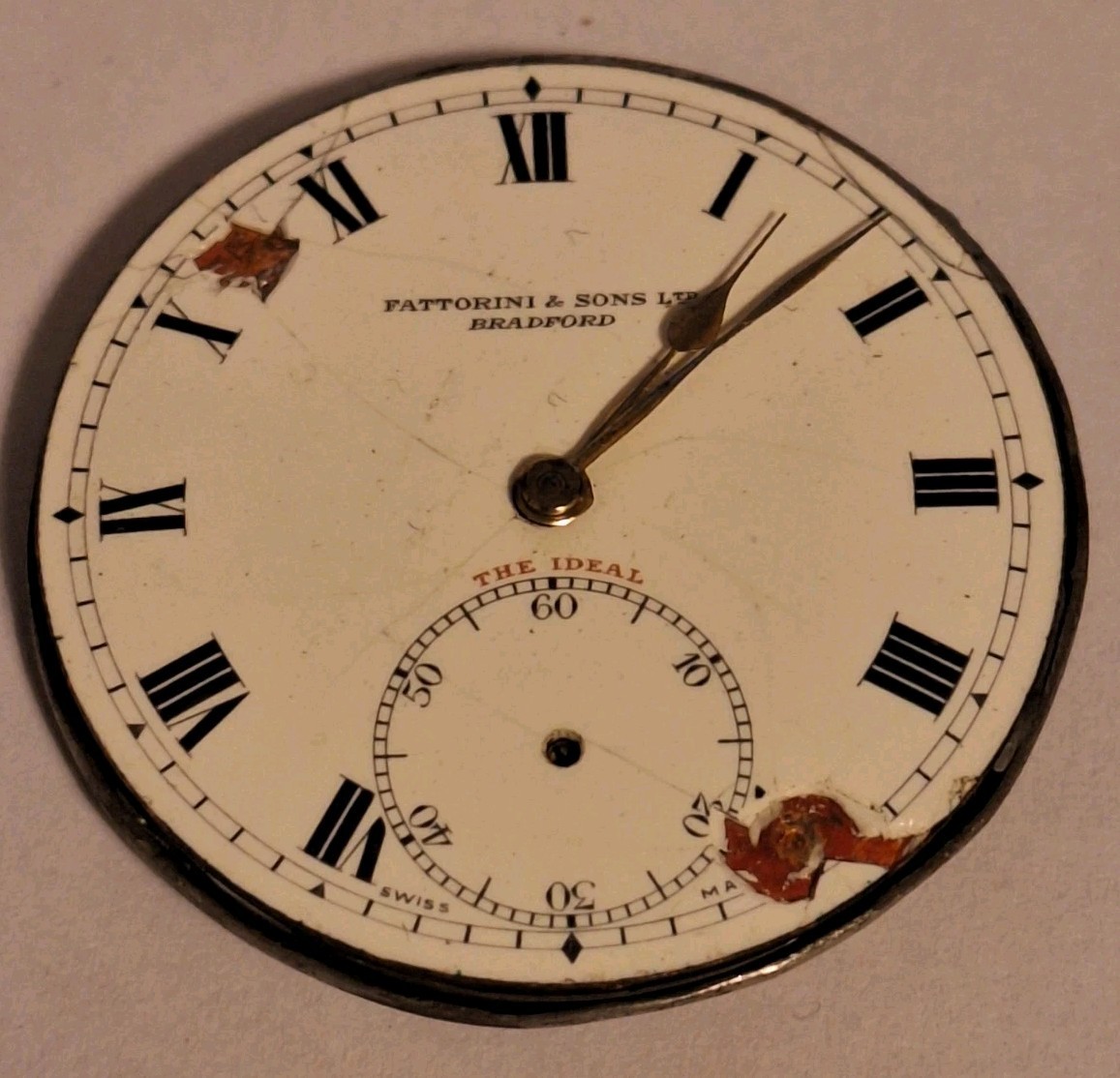 Vintage Fattorini & Sons Ltd Bradford Pocket Watch Movement For Repairs