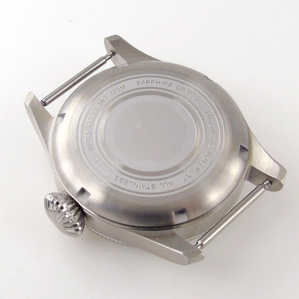 39mm Fluted Bezel Steel Sapphire Glass Watch Case Black Dial Fit NH35 NH36 2824