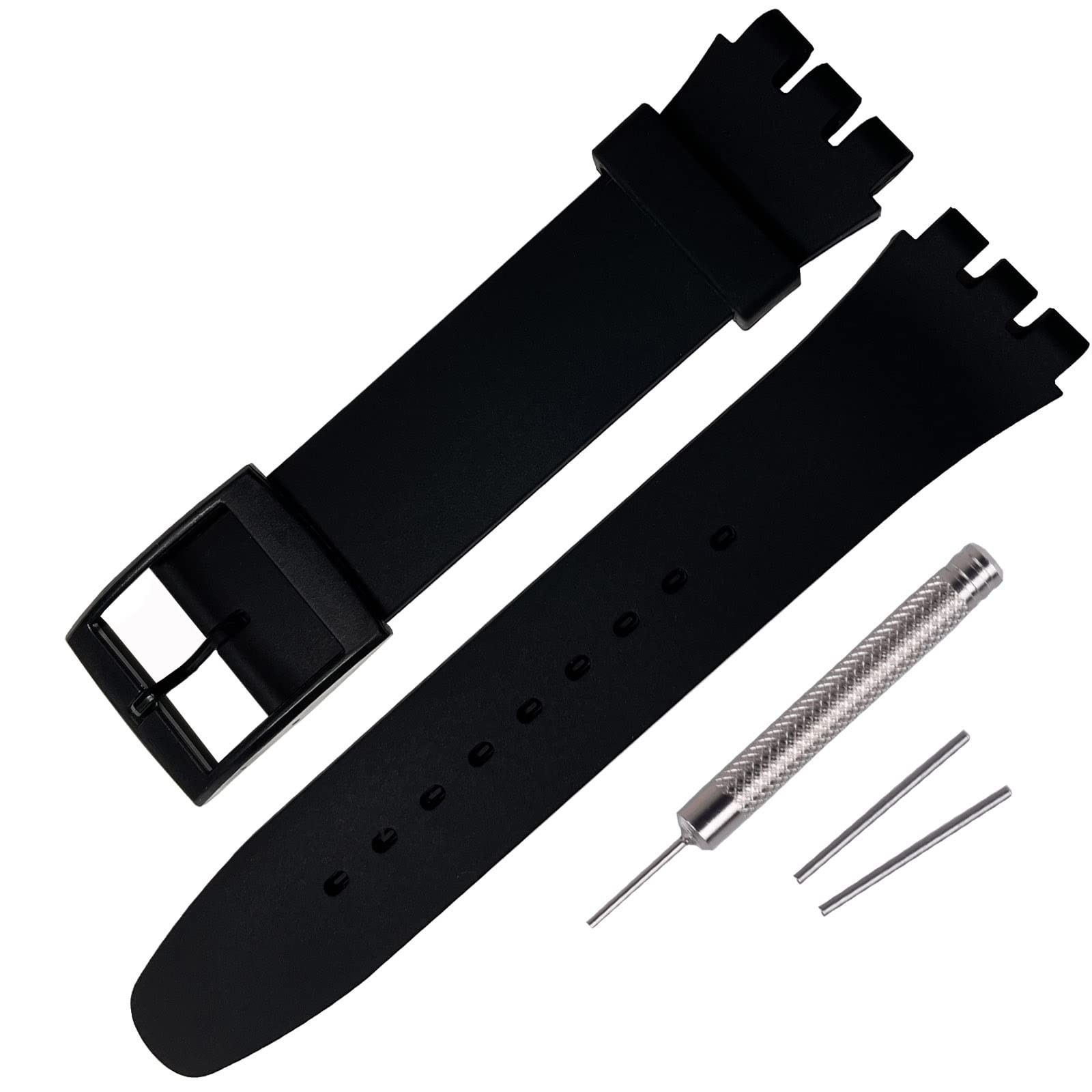 Silicone Rubber Watch Strap/Watch Band Replacement for Swatch 17mm Black