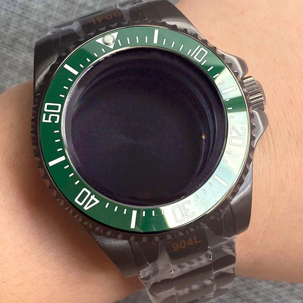 Black PVD 43mm SEA automatic Watch Case Fit 2824 2836 8215 Japan NH35 NH36 NH34