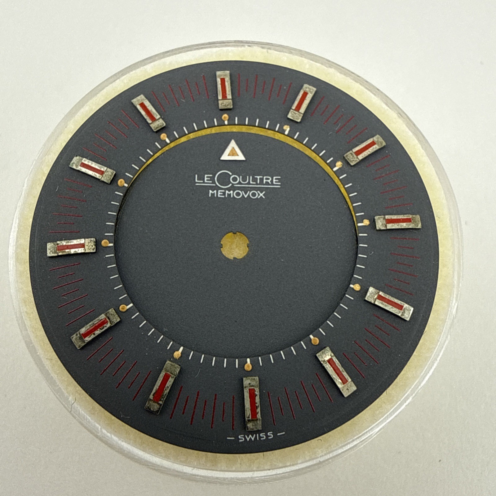 LeCoultre Memovox Automatic Watch Dial 30.5MM Grey & Red Markers New Old Stock
