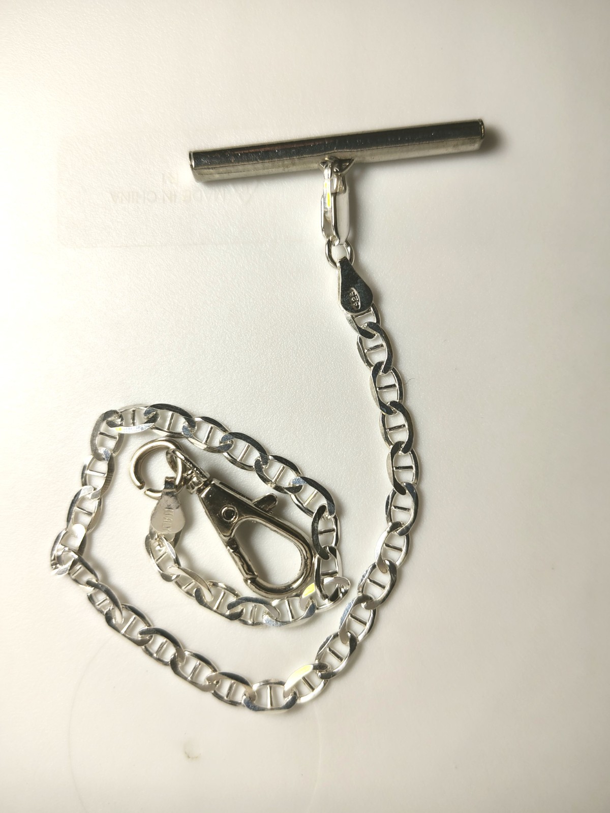 Solid 925 Sterling Silver 10.80 in – 4 MM Pocket Watch Chain – Toggle Clasp