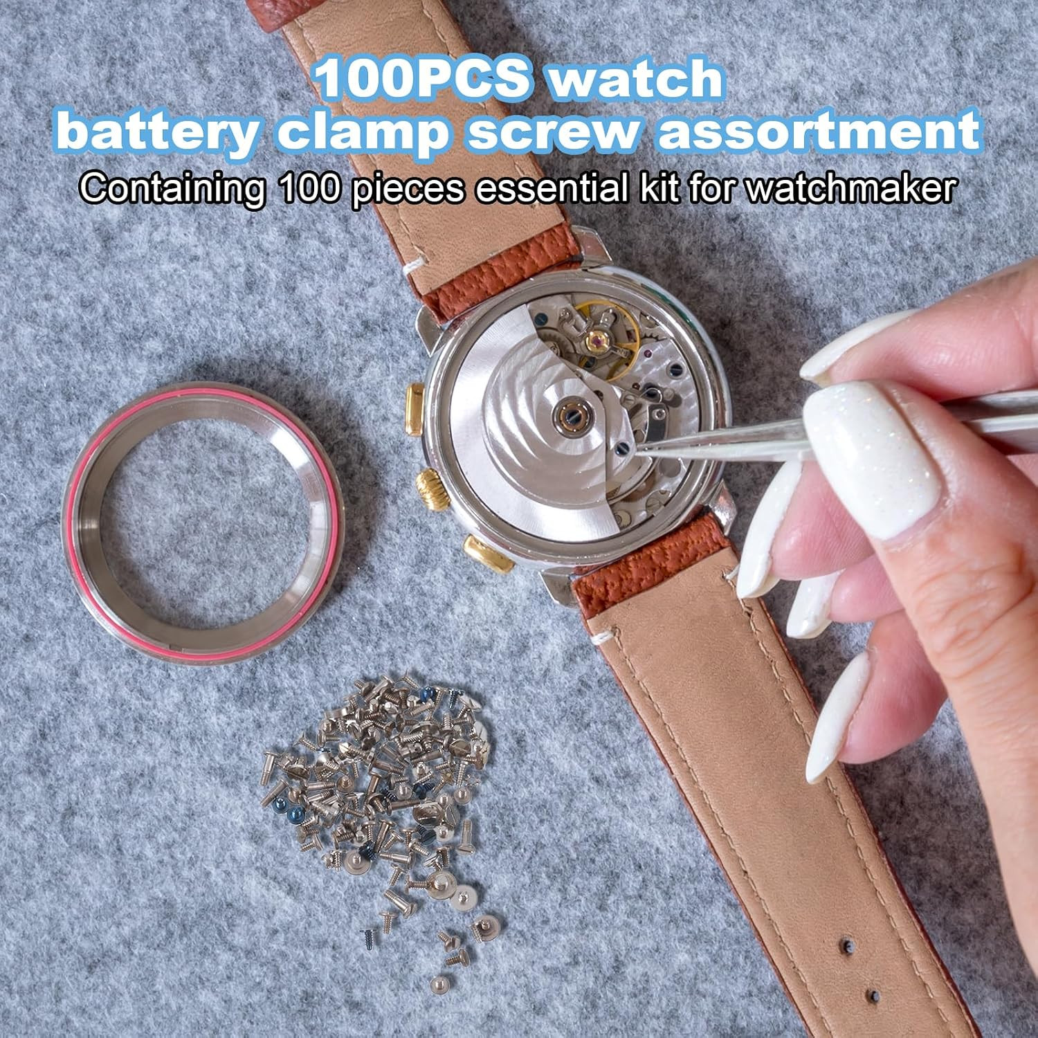 100Pcs Watch Battery Clamp Screws Assortment Kit, Replacement Micro Screws Re…