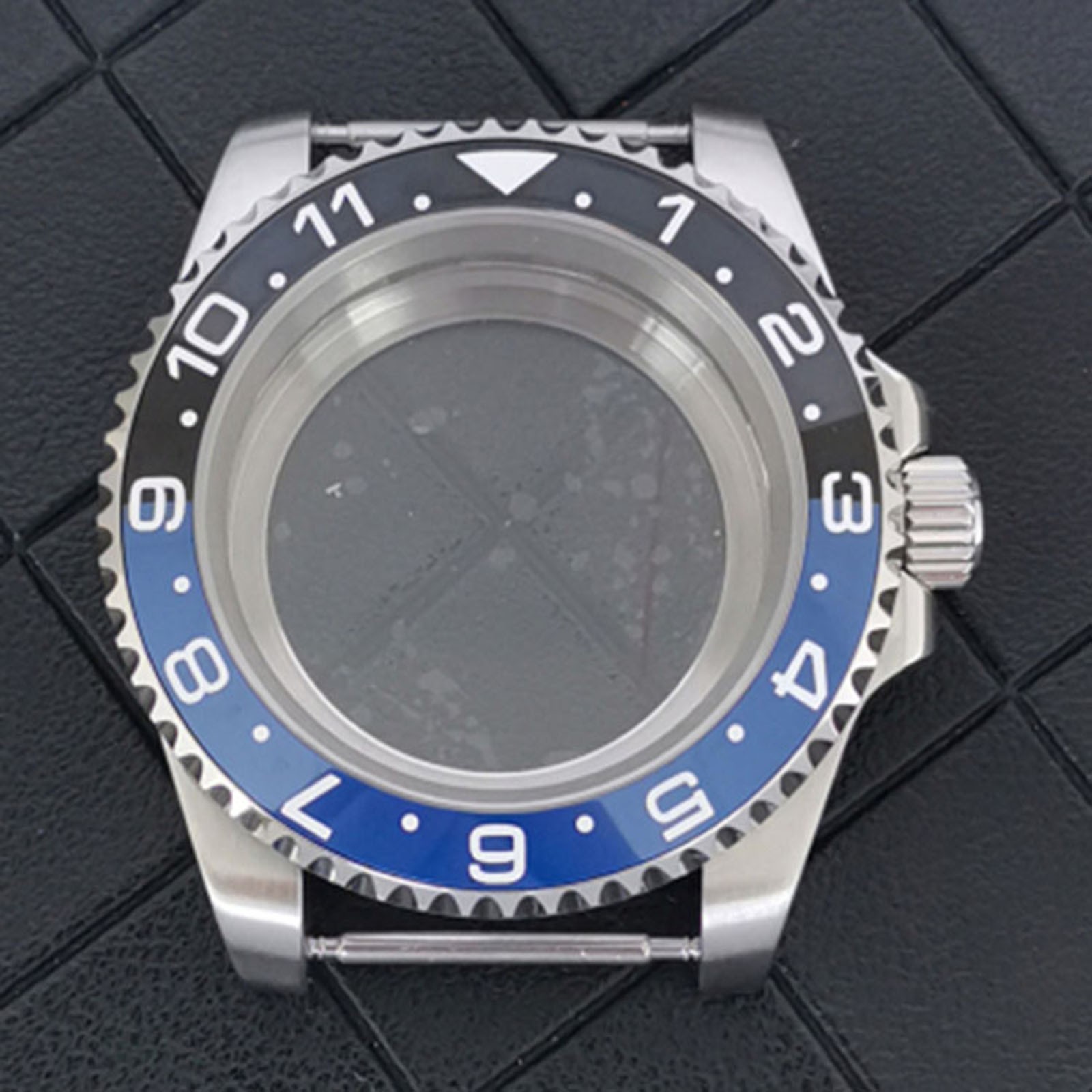 Stainless Steel Watch Case Flat Sapphire Glass Case Shell For NH34 GMT Movement