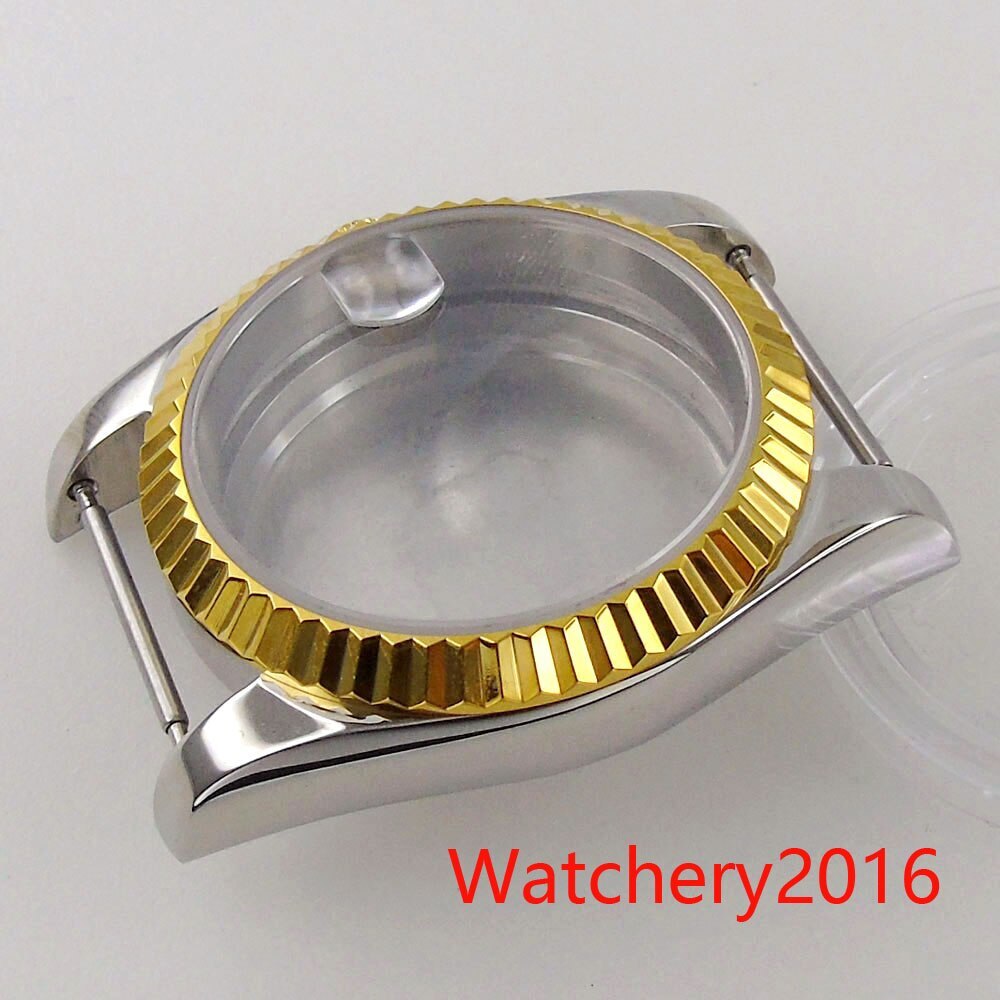 36mm 39mm Two Tone Rose Gold Silver Magnifier Watch Case For NH35 Miyota DG 2824