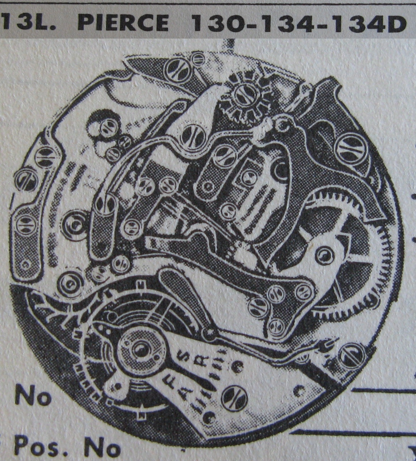 Pierce 130 134 134D Chronograph Watch part 301 to turn the pillar/column + screw