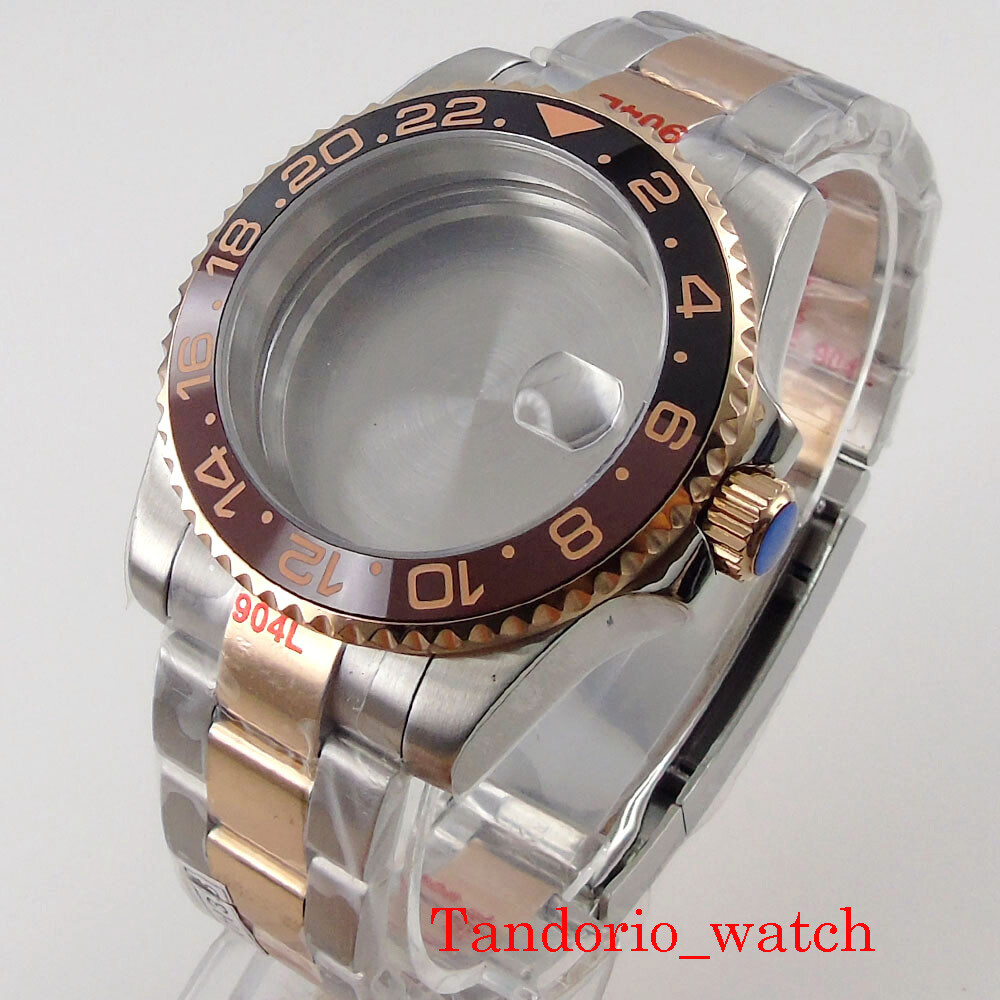 Bliger Watch Case For NH35 NH36 Two Tone Sapphire Glass Unidirectional bezel