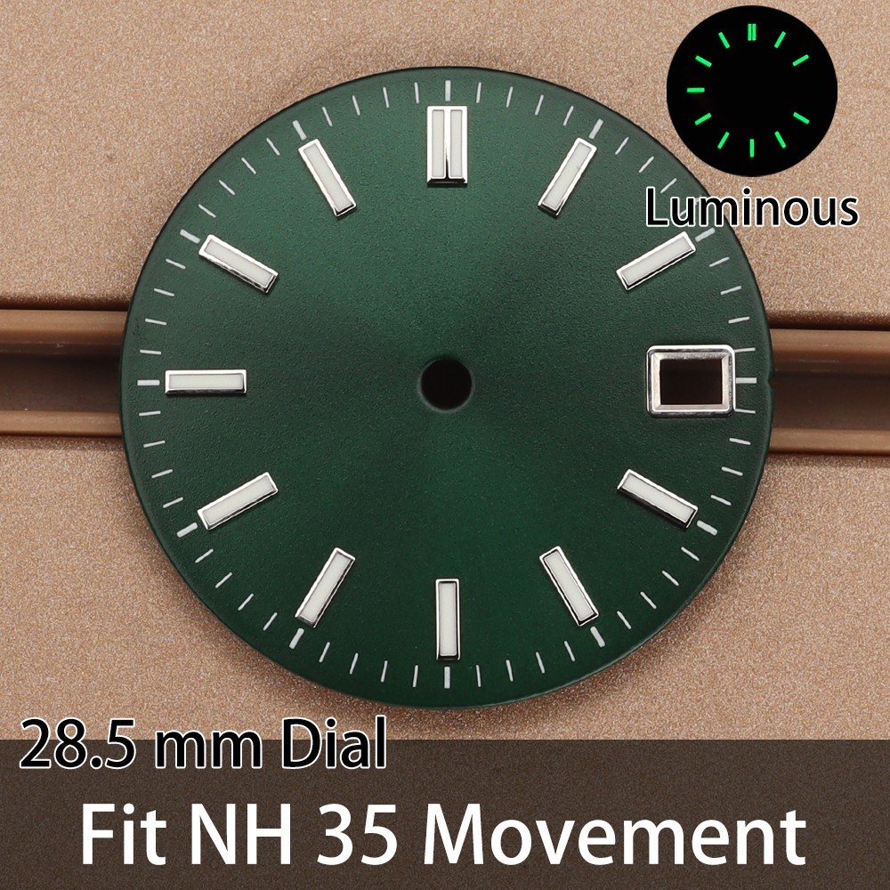 AUTOMATIC 24 Hour Waterproof Watch Dials 28.5mm Luminous For Seiko NH35 Movement