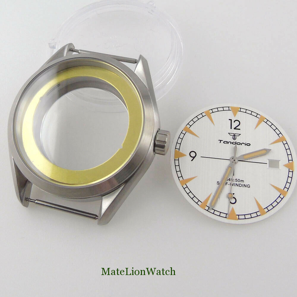 41mm Brushed Watch Case+Hands+Dial Fit For NH35 /NH35A Movement Sapphire Glass