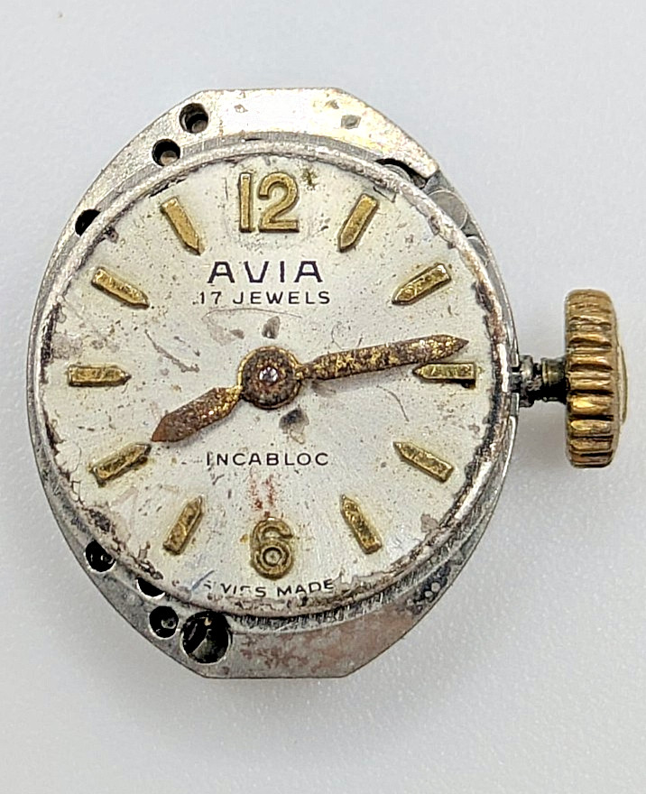 FEF 6620 Avia Manual Wind Watch Movement 17 Jewels Swiss 15.8mm Untested