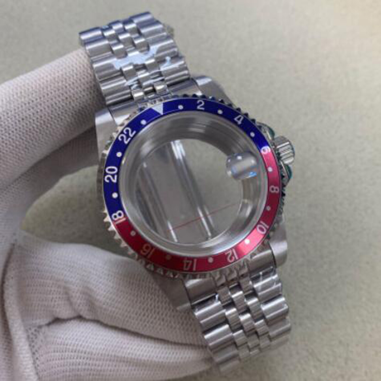 39.5mm Retro Steel Watch Case Strap Magnifying Glass Case for NH35 NH36 Movement
