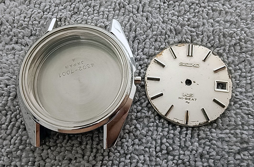 RARE GENUINE USED CASE + DIAL SEIKO KS KING SEIKO 4502-7001 AS-IS FOR PARTS