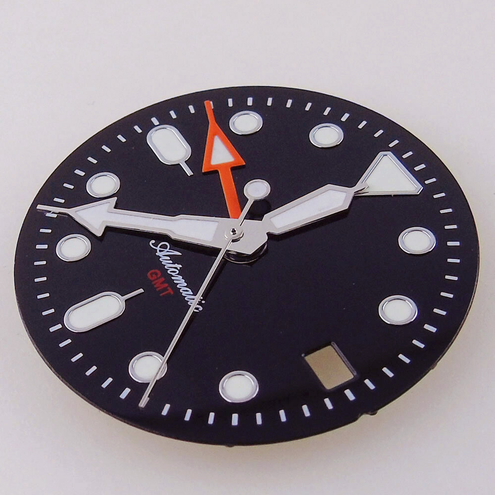 New 29mm Sterile Ungraduated Black Orange Watch Dial Hands Fit NH34 Luminous