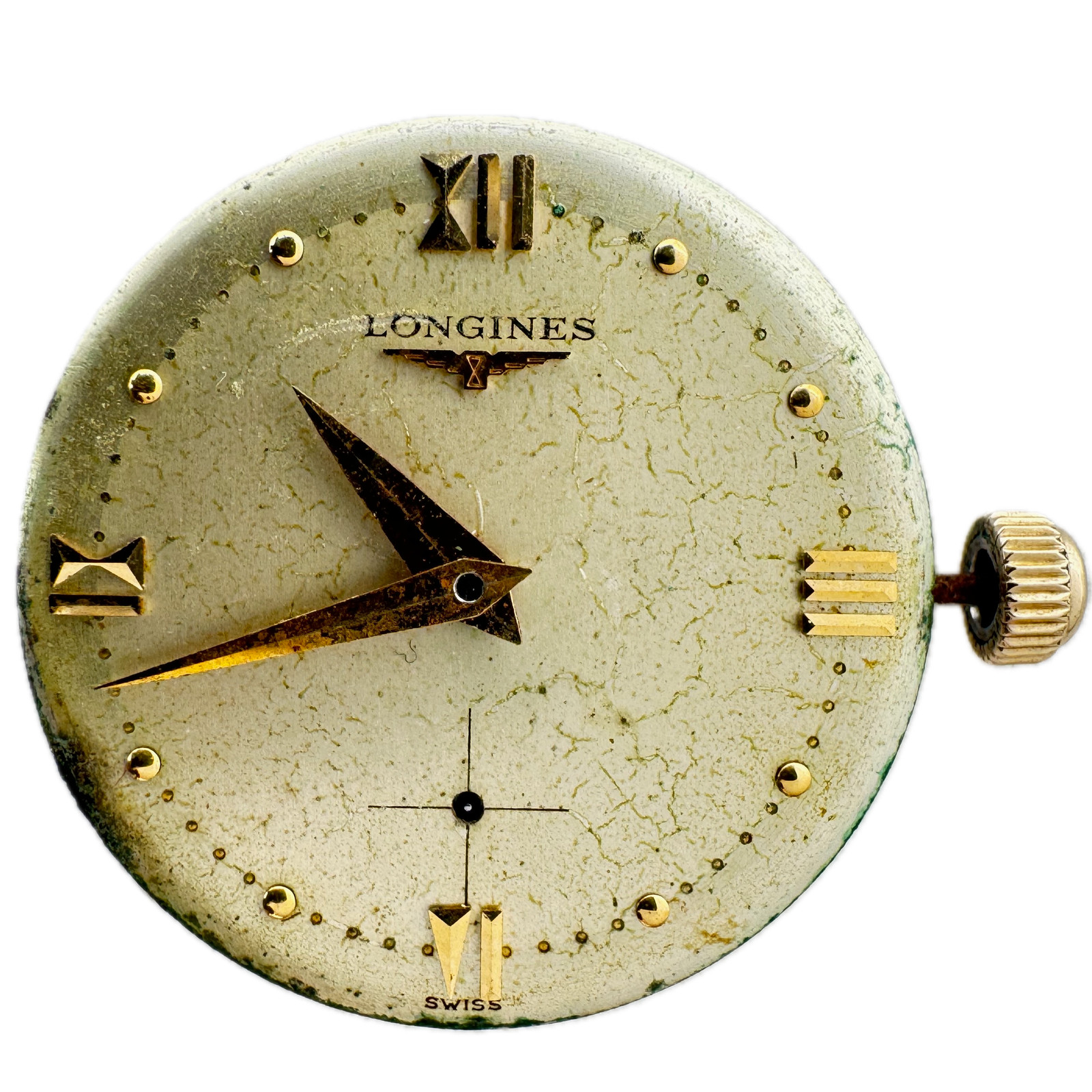 Vintage 25mm 1951 Longines Roman-Dot Markers 17J Wristwatch Movement 23Z Swiss