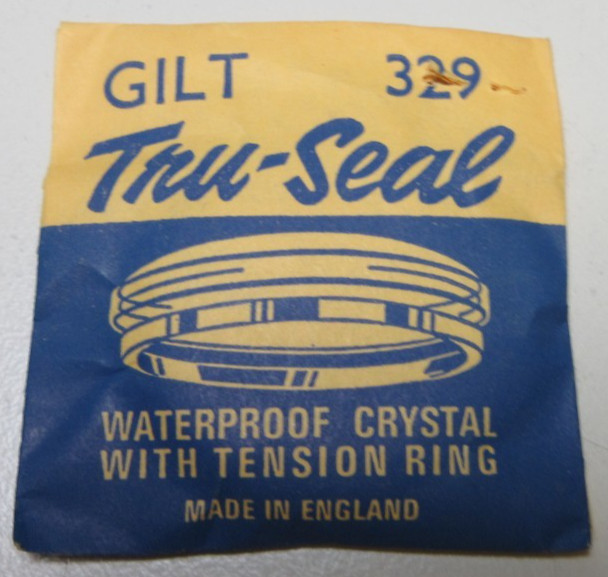 TRU SEAL ROUND WATCH CRYSTAL GILT 329 WATERPROOF WATCHMAKER REPLACEMENT #362