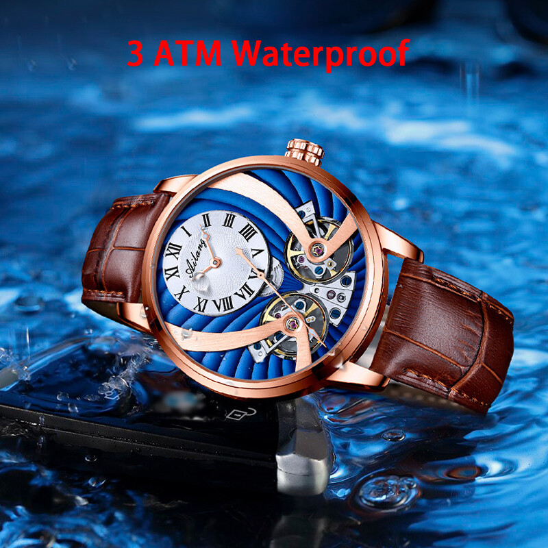AILANG Men’s Watch Hollow Dual Tourbillon Automatic Mechanical Wristwatches Gift