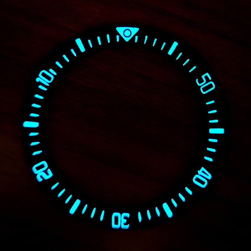 OD 38MM ID 30.5MM SUB/Full Scale Ceramic Bezel Insert Blue Luminous Ring Mouth