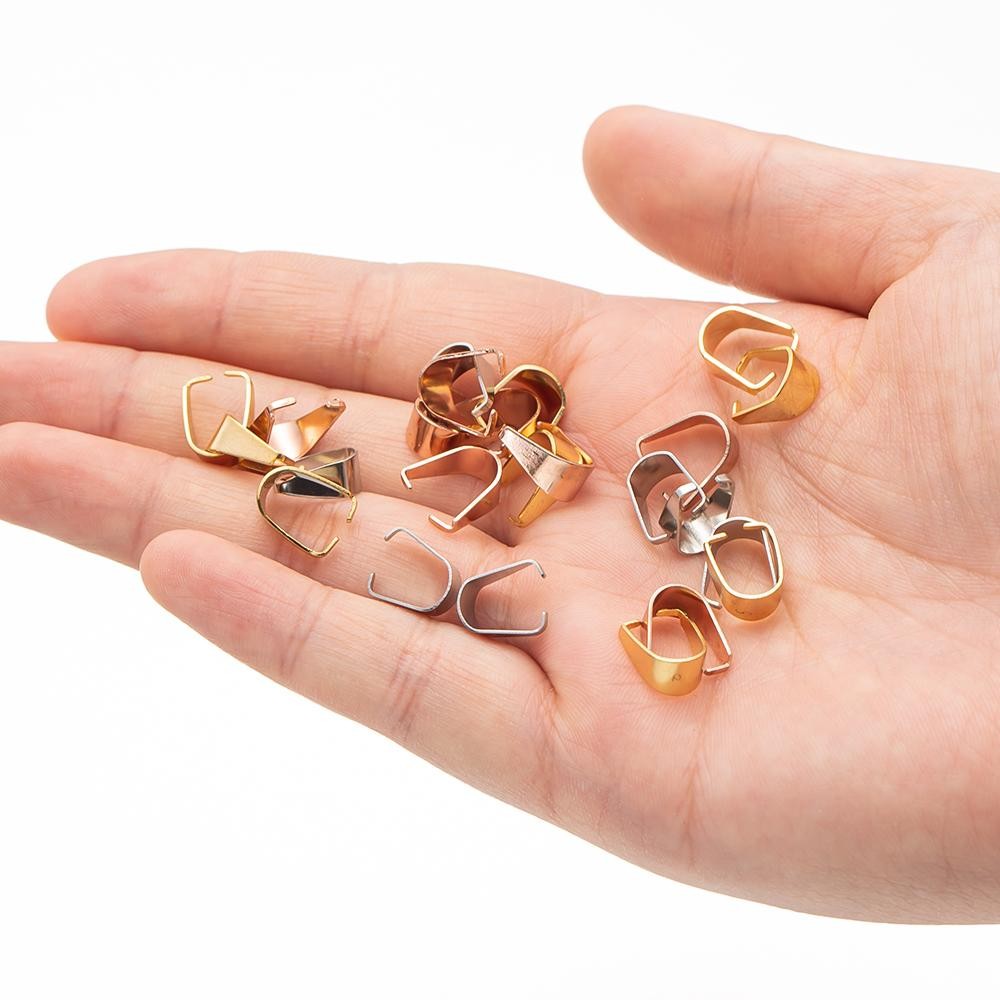 100pcs Stainless Steel Clip Pendant Clasp Melon Seed Buckle for Diy Charm Connec