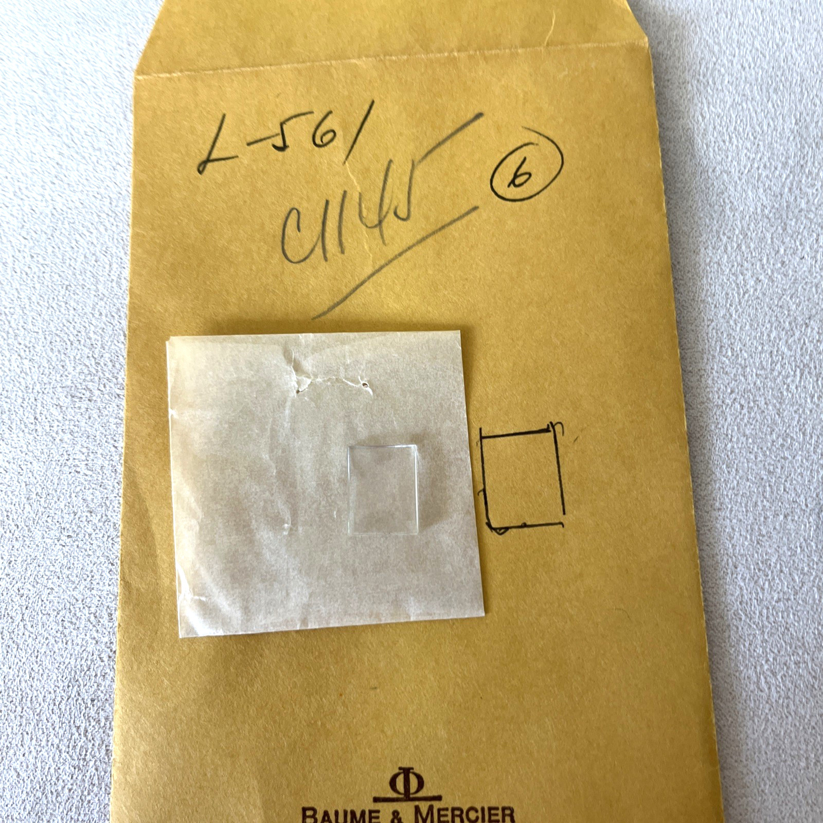 Baume & Mercier Watch Crystal Ref. L 561, C 1145 Rectangle Straight 12 x 15.4 mm