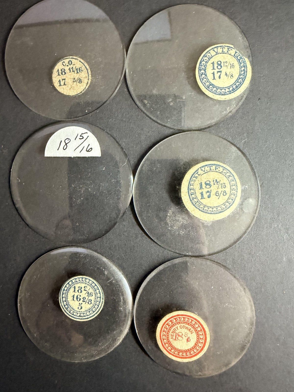 LOT OF 6 GLASS POCKET WATCH CRYSTALS SIZE 18 REPLACEMENT PARTS