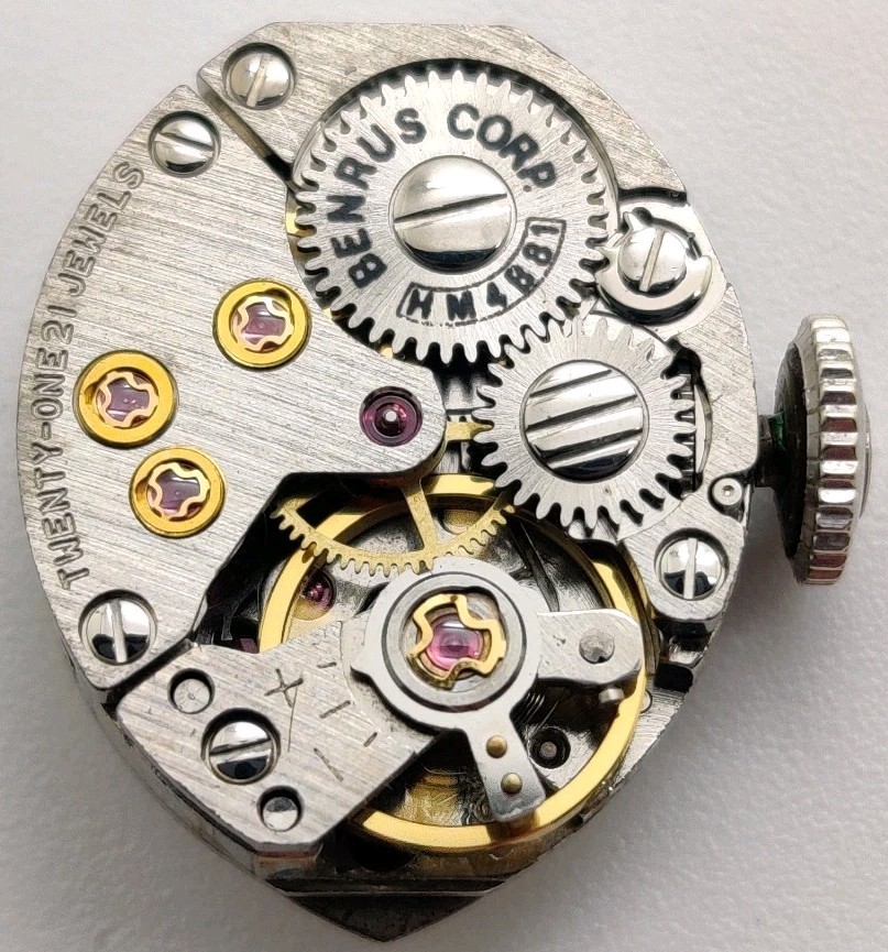Vintage Benrus Model HM4B81 21 Jewel watch movement running