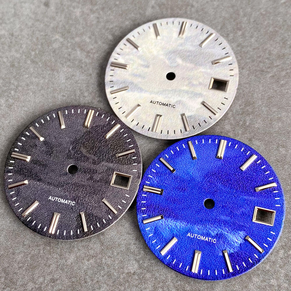 28.5mm Black Gray Blue Dial fit Japan NH35 NH36 Sea Of Clouds Grain Dial