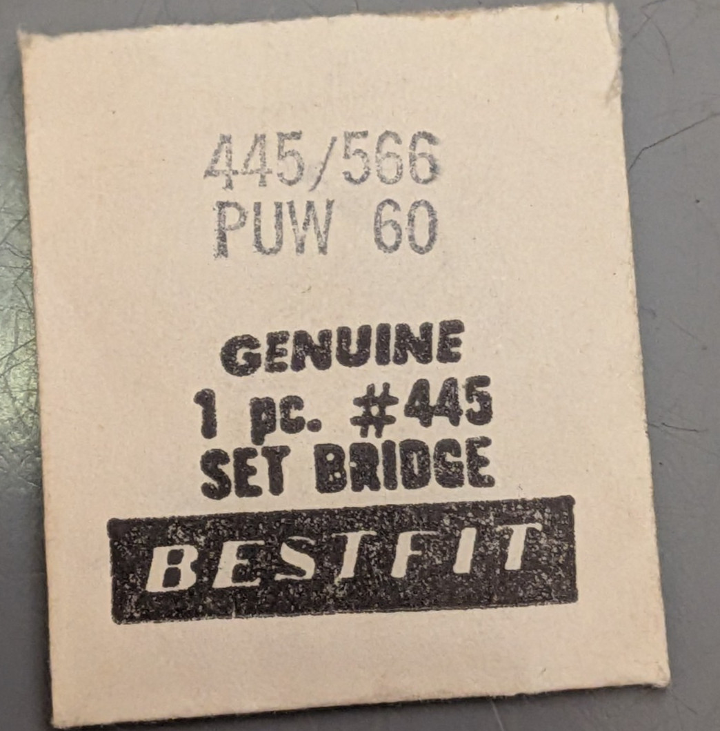 NOS NEW BESTFIT GENUINE PUW Cal. 60 SET BRIDGE – Watch Part # 445/566