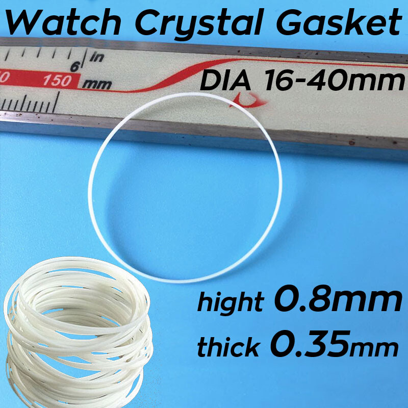 White 0.8mm 0.35mm Front Watch Crystal Waterproof Gasket Ring Seal Rings 16-40mm