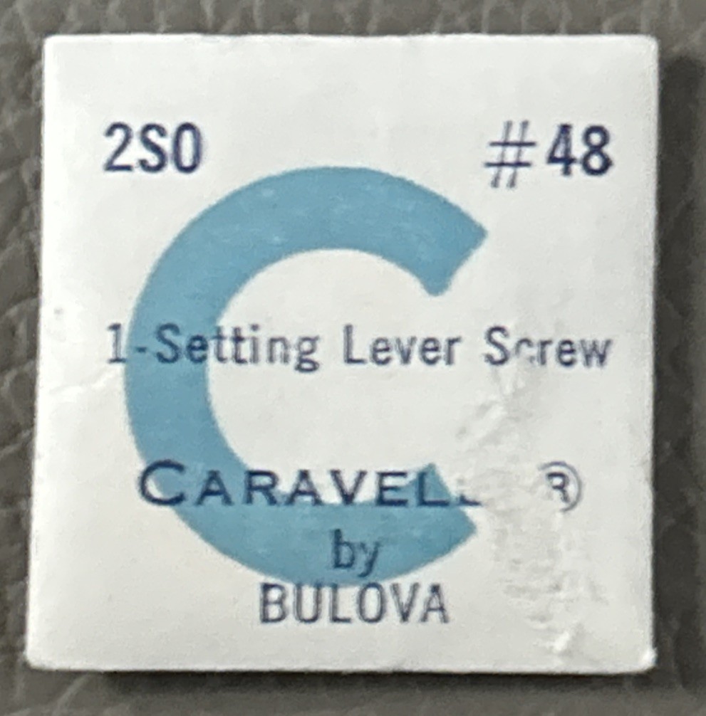 CARAVELLE By Bulova Setting Lever Screw 2SO #48 Sealed NOS