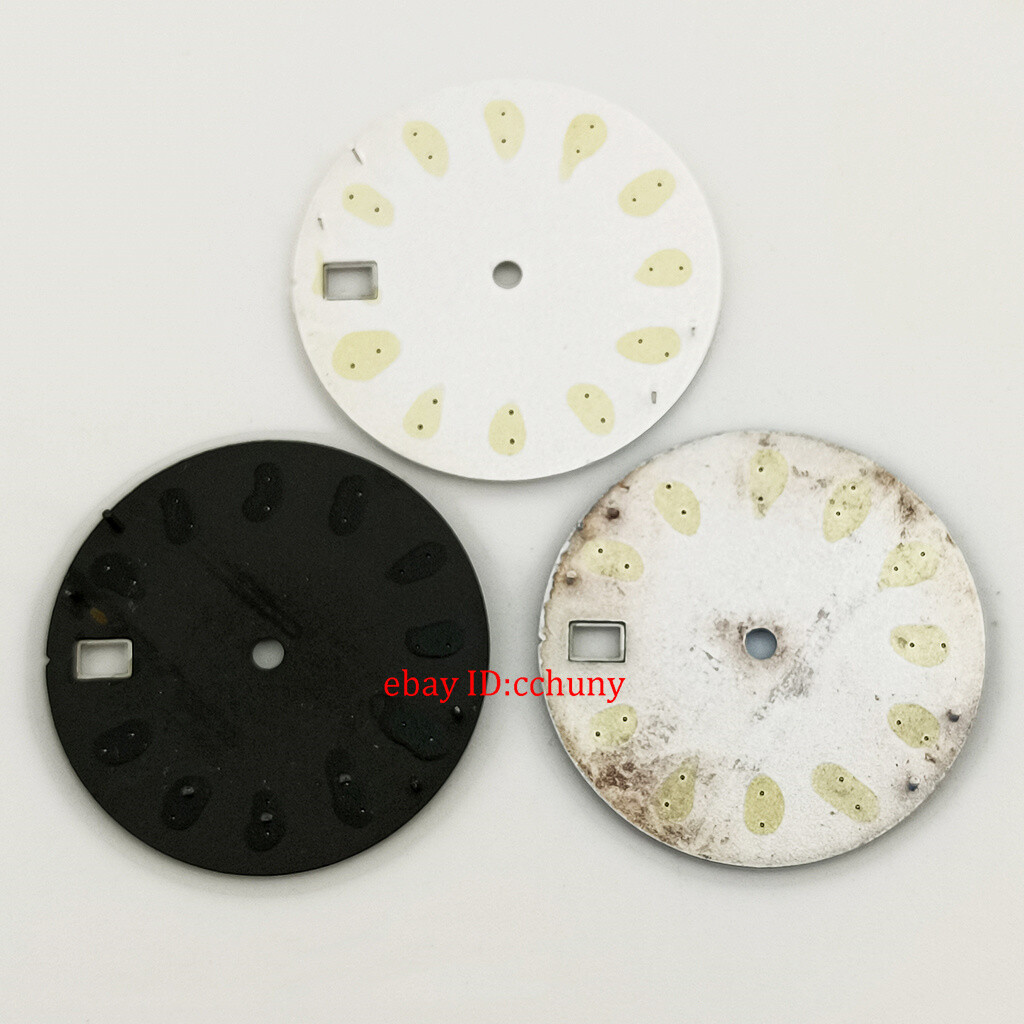 29mm Black/blue/ white Watch Dial Green luminous fit NH36 NH36A movement