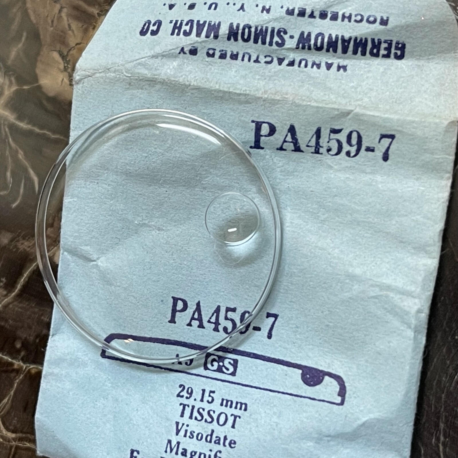 Vintage Tissot Visodate watch replacement crystal 29.15mm round date magnifier