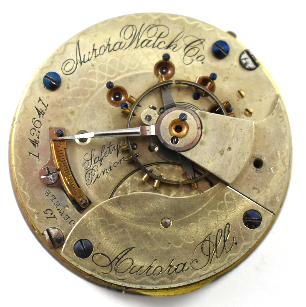 Vintage Aurora 18s 15 Jewels Hunting Pocket Watch Movement lot.wg