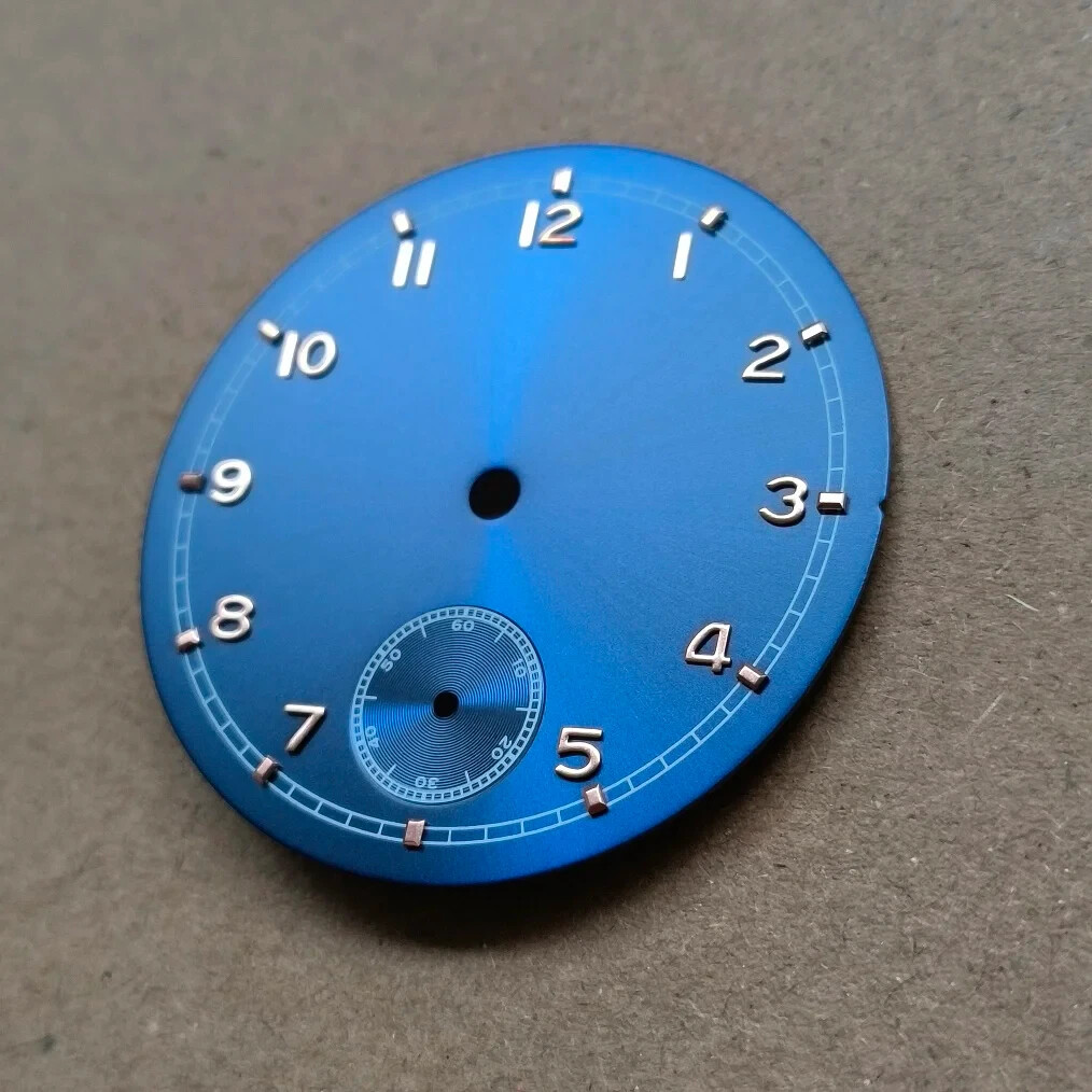 37mm blue dial Rose gold number Thickness 0.4mm for ETA6498 ST3621 movement