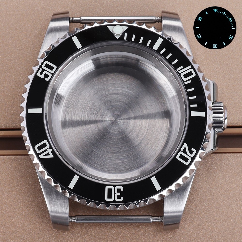 FEIYASHI Luminous SUB Bezel 40mm Brushed Watch Case Sapphire For Seiko NH35 NH36