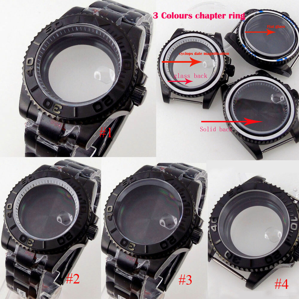 40mm Ceramic Bezel Sapphire Glass Chapter Ring Watch Case Fit for NH35 NH36 2824